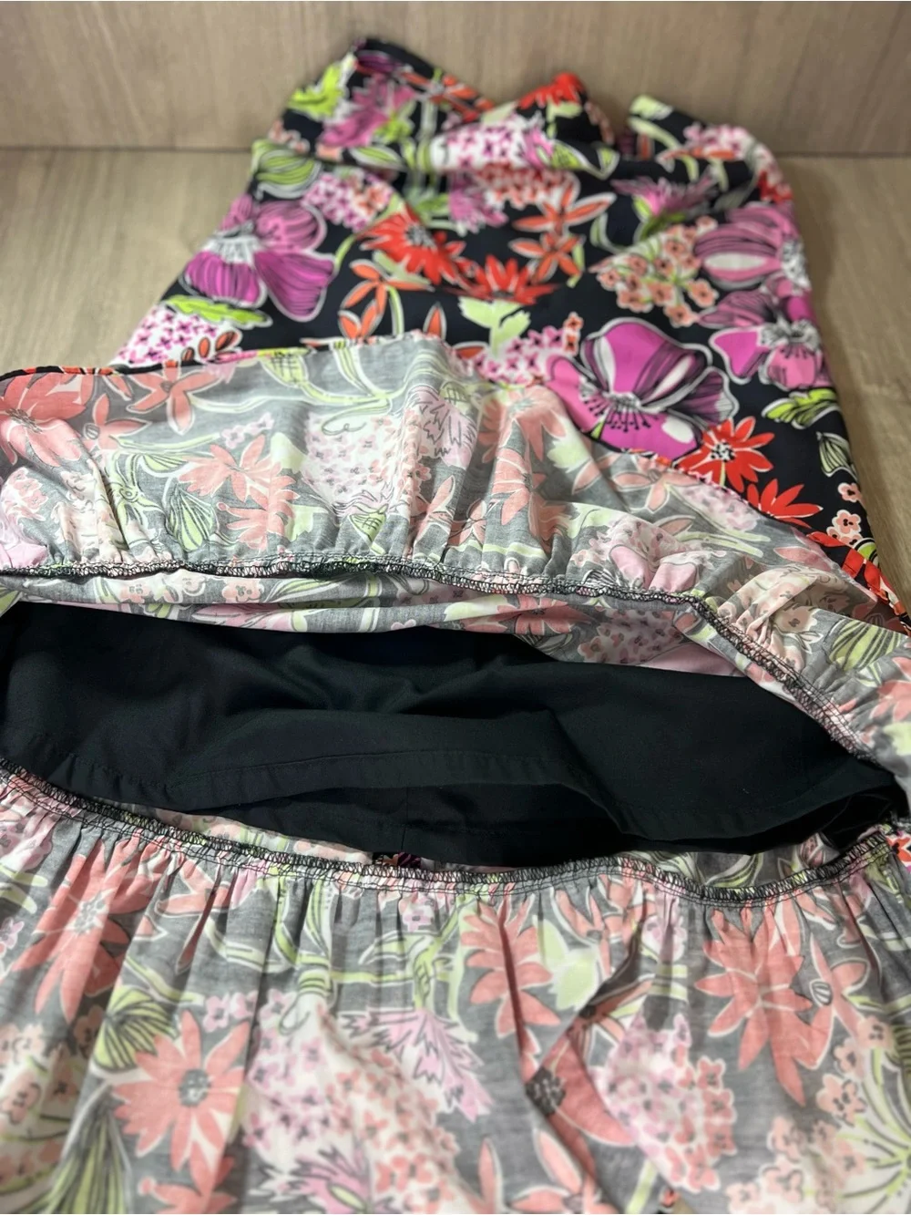 Lilly Pulitzer Black Flower Market skirt size 2 ALine with‎ ruffled hem